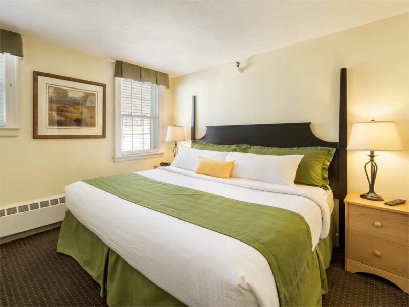 Our freshly renovated 1 Bedroom Lodge suites with king beds are located in the main inn